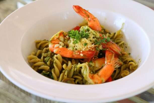 fusilli with pesto
