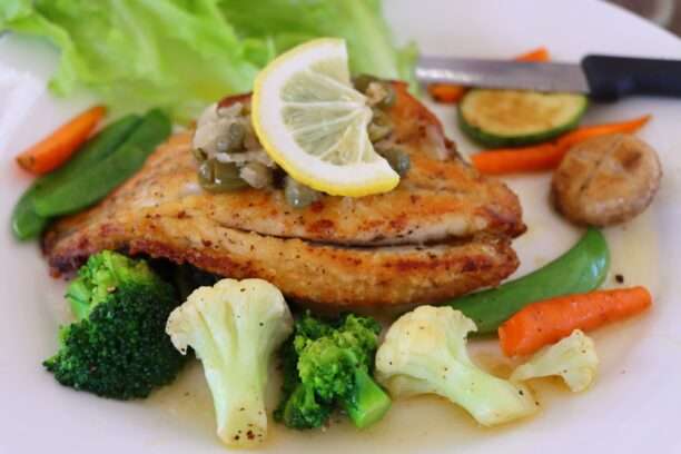 grilled sea bass fillet with lemon‑caper sauce